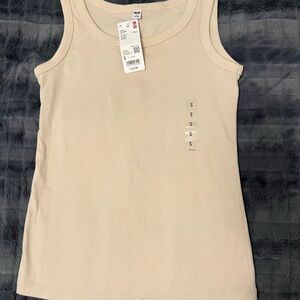 Beige Small Ribbed Tank Top